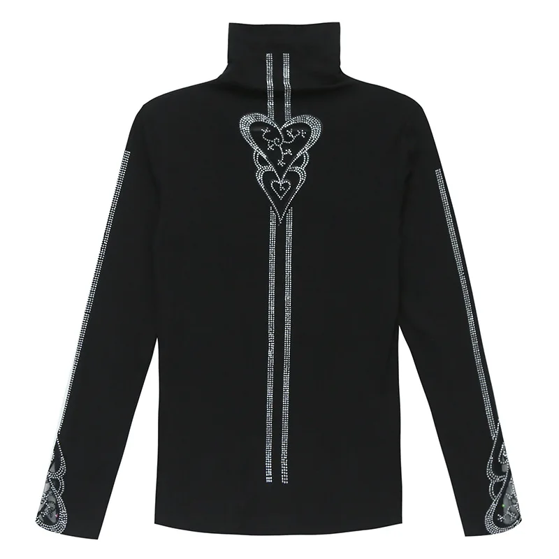 

Autumn And Winter Thicken The New Boss Lace hollowed out with diamonds Women's slim bottoming shirt