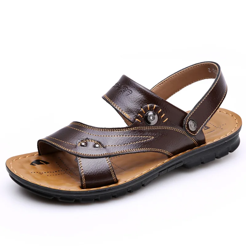 Мужские летние сандалии из искусственной кожи мягкие удобные пляжные