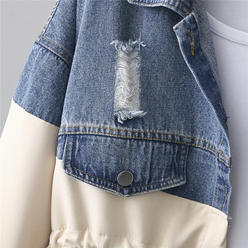

2020 New Women Coat Jackets Long Sleeve Splice Denim Jacket Patchwork Oversize Zipper Windbreaker Female Outerwear Plus size 4XL