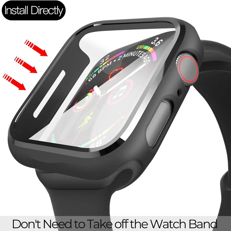 Чехол для Apple Watch Series 5 4 3 8 цветов с защитой экрана 44 мм тонкий защитный бампер