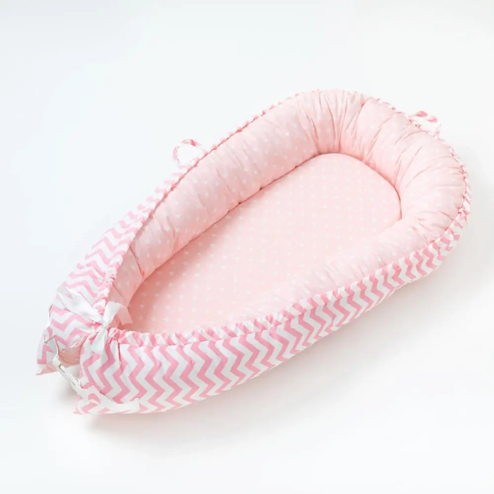 pink wave Детская кровать, переносная серая, розовая кроватка, детское гнездо, детская колыбель, детская кровать, бампер, бортики в кроватке, декор для новорожденных - Цвет: pink wave