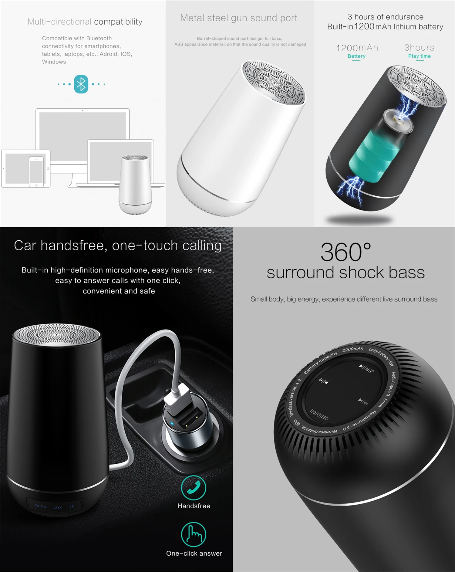 Bluetooth Speakers Mini Wireless 3D Surround Bass Professional Active Portable Speaker Smart Audio Computer Waterproof | Электроника