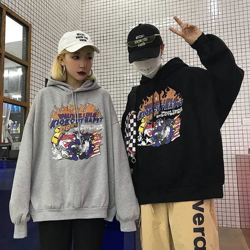 Толстовка унисекс с капюшоном и принтом в стиле панк|Женские толстовки свитшоты|