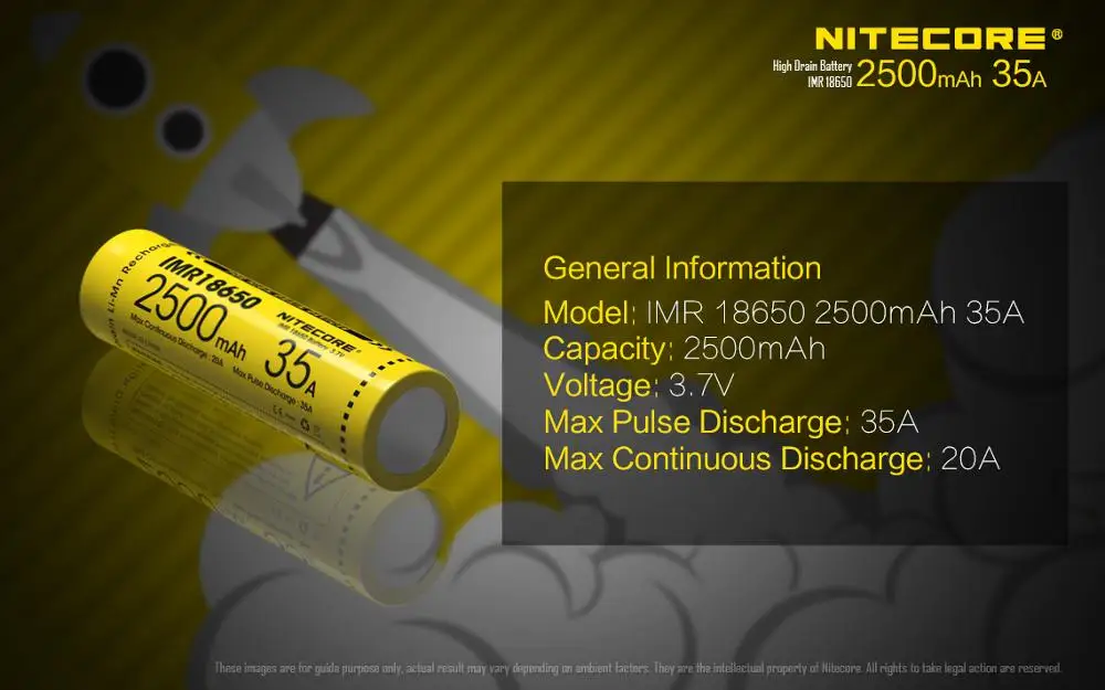 Аккумулятор NITECORE IMR18650 2500 мА · ч 35 А 3 7 в | Лампы и освещение