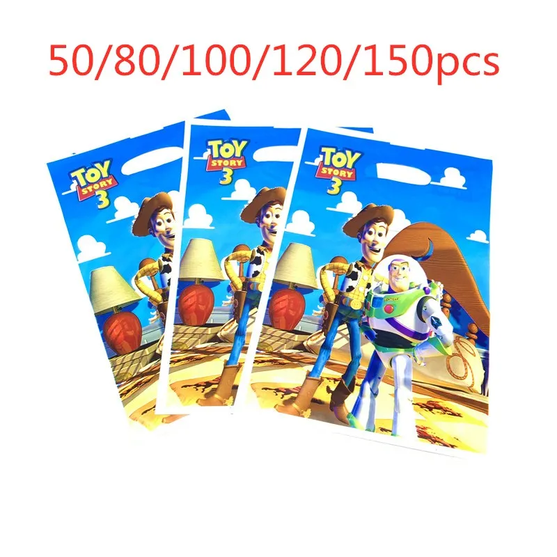 Disney Toy Story 3 Plastic Gift Bags 16.5*25cm Cartoon Disposable Gift bag Kids Boys Girls Birthday Party Theme Party Supplies