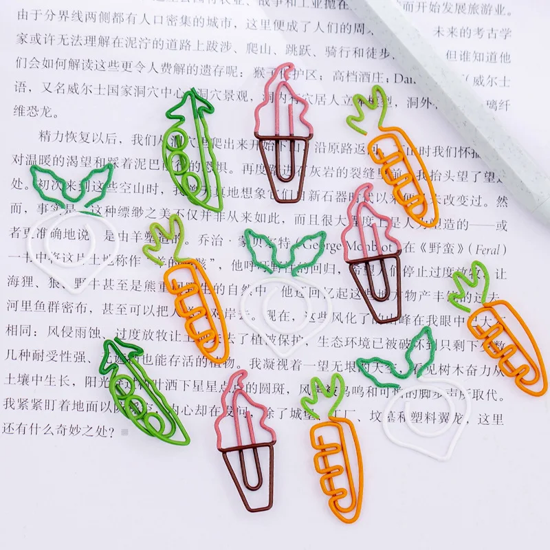 10 шт. креативные маленькие бумажные зажимы каваи в форме моркови и мороженого