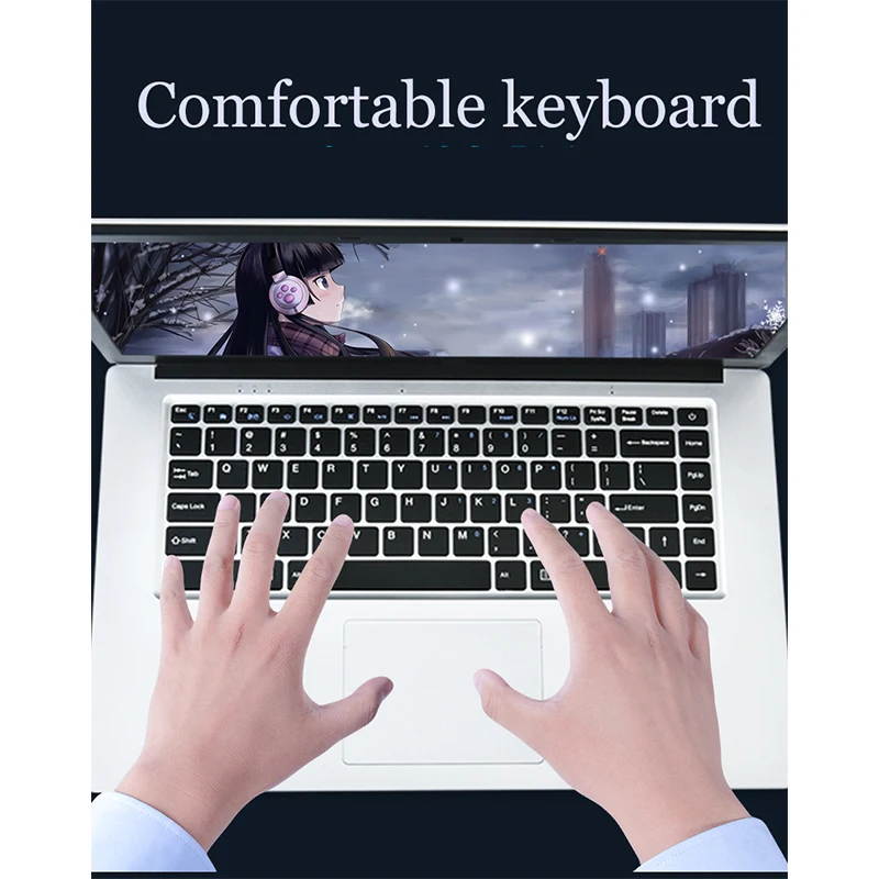 Ультрабук-ноутбук 15,6 дюймов с двухъядерным процессором Intel Celeron, 4 ГБ оперативной памяти, 64 ГБ накопителя, экраном IPS HD 1920*1080, Bluetooth, HDMI, камерой и операционной системой Windows 10.