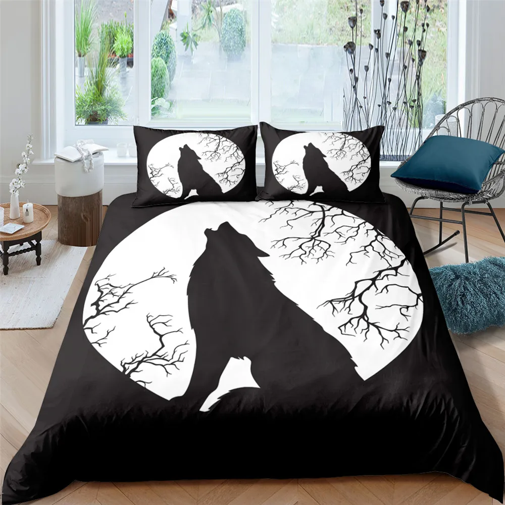 Комплект постельного белья с 3D рисунком волка пододеяльник покрывало для