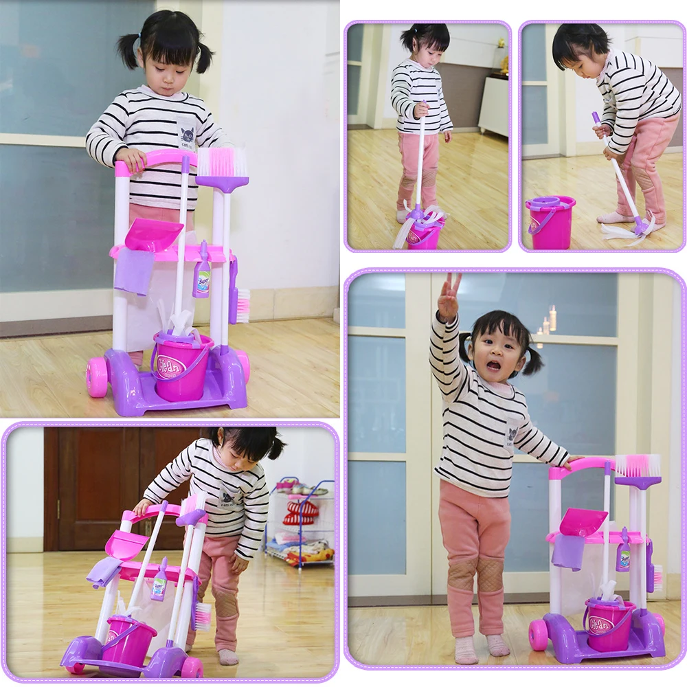 53 см детские игрушки для уборки пола ведра Швабра Веник Пылесос игровой набор