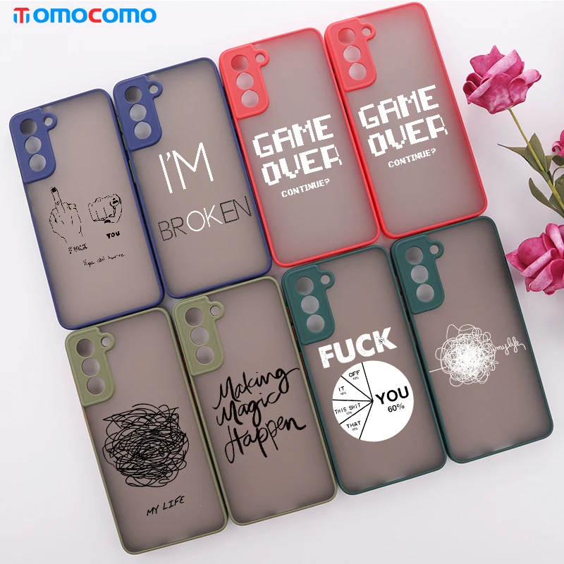 

Geometry Interesting Text Phone Case For Samsung Galaxy A30 A50 A70 A71 A51 A52 S8 S9 S10 S10P S21 Shockproof Matte Phone Cover