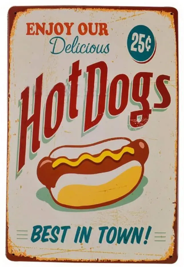 

EffortLife Enjoy Our Delicious Hot Dogs Vintage Metal Tin Signs for Wall Bar Pub Home Retro Decor 12 x 8 Inch