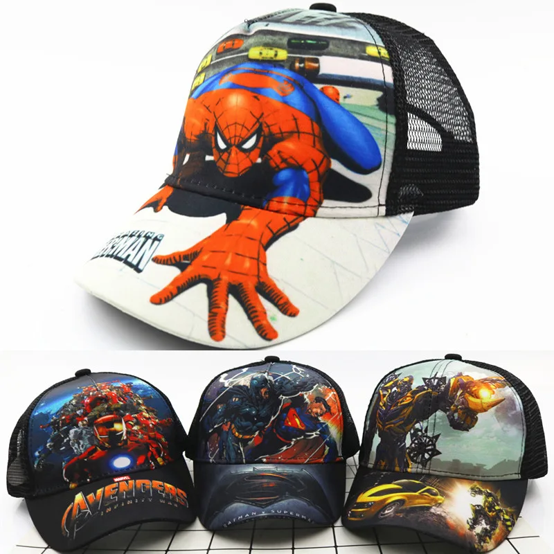 

Disney 2021 new children's cartoon hat boys and girls sunshade baseball cap hip hop sun hat Marvel Comics series baby hat