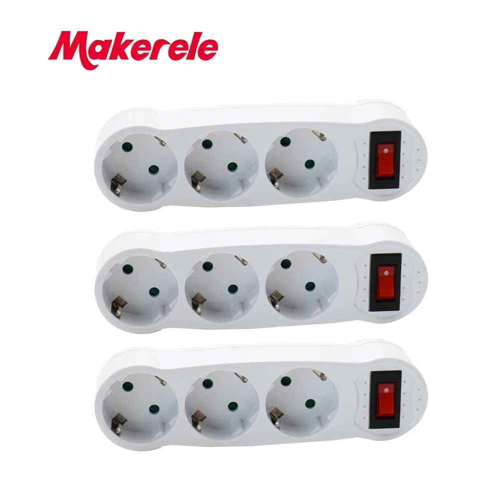 Makerele переходная розетка ЕС адаптер для путешествий удлинитель питания ABS 16 А