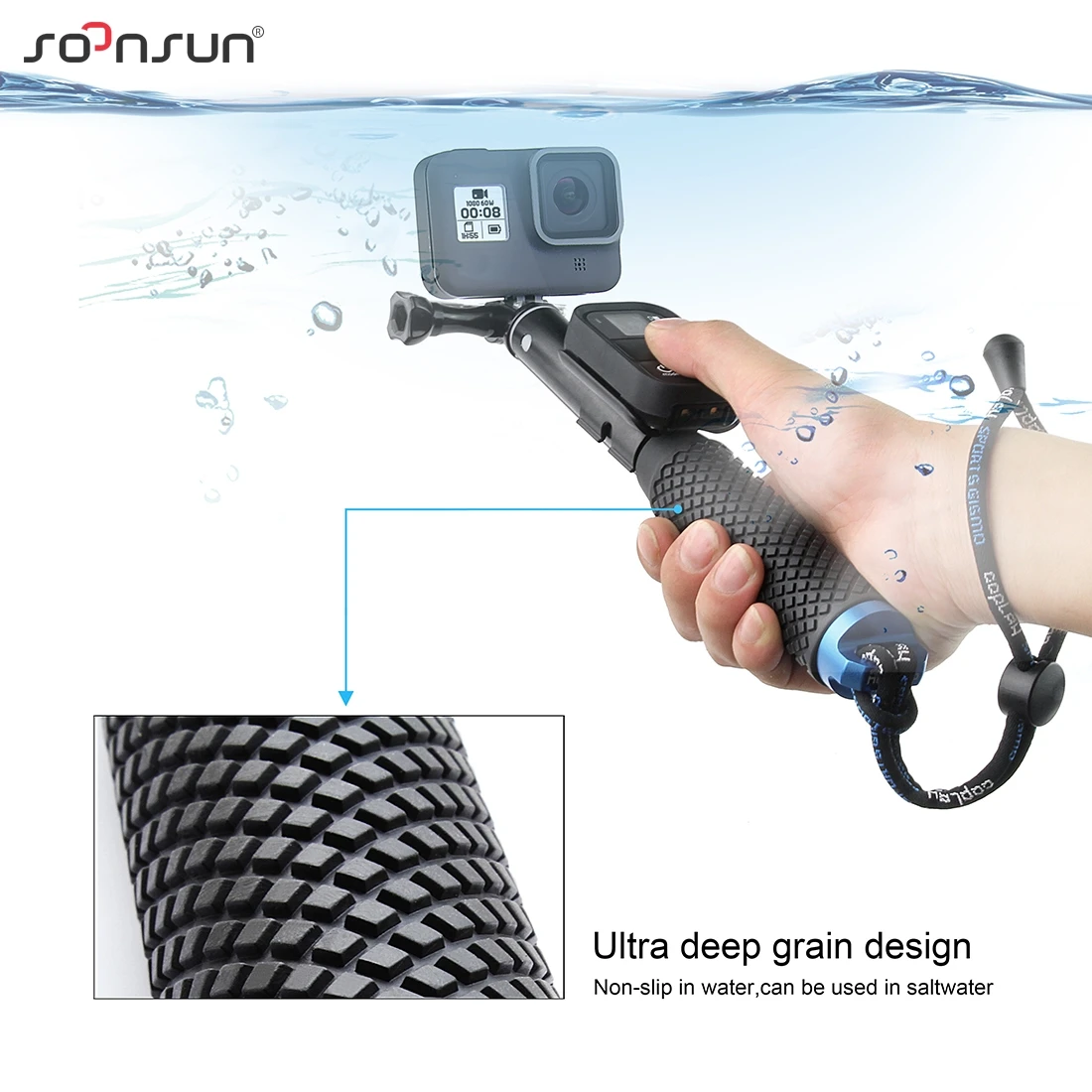 SOONSUN водонепроницаемый Выдвижной шест палка для селфи GoPro Hero 12 11 10 9 8 7 ручной
