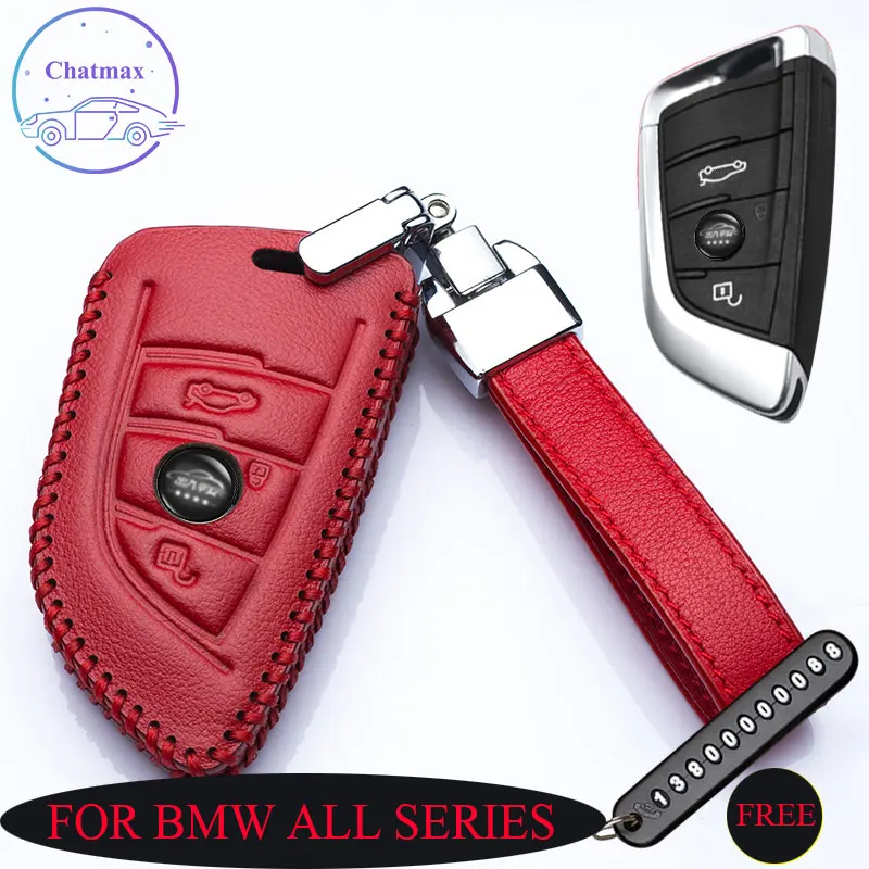 

For BMW Series 3 5 7 X1X3X4X5X6 320li/530li Car Key Bag Genuine Leather Case Fob Cover Red Black Holder Interior Accessory