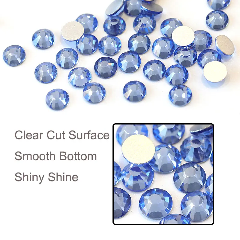 SS3 SS34 Lt. Сапфировое стекло без горячей фиксации стразы синий камень для ногтевого