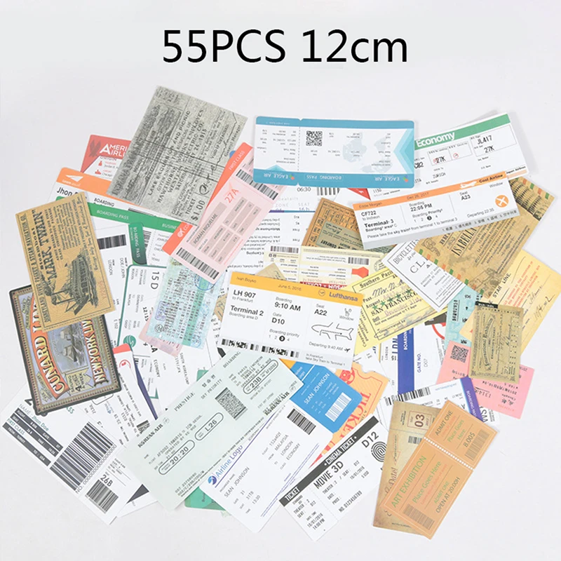55PCS Boarding Pass Air Ticket Graffiti Stickers DIY Bike Travel Luggage Sticker