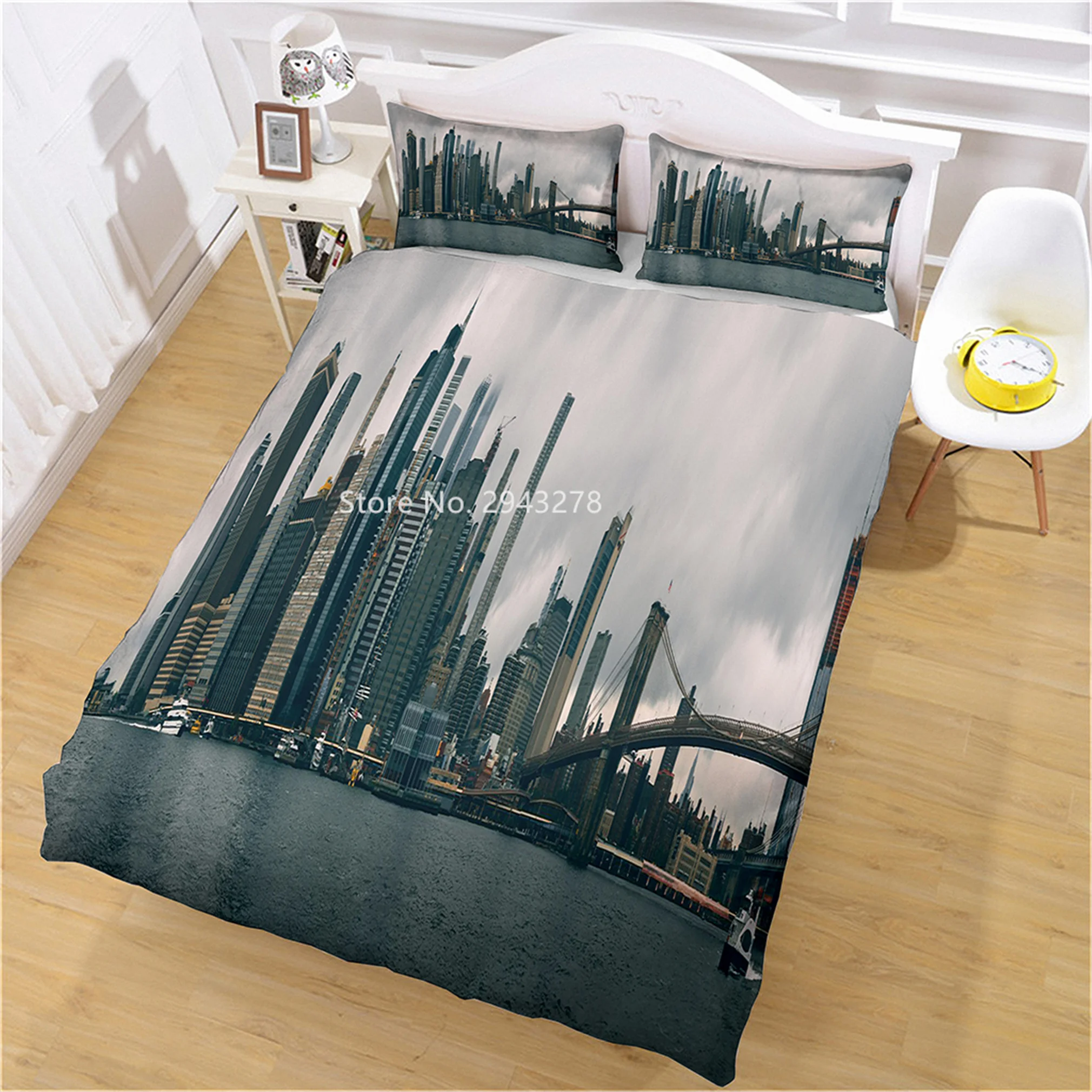 

Building Bridge Car Night View 3D-printed Bedding Set Comfortable Duvet Bed Cover Pillowcase Adult Luxurious Bedroom Decor