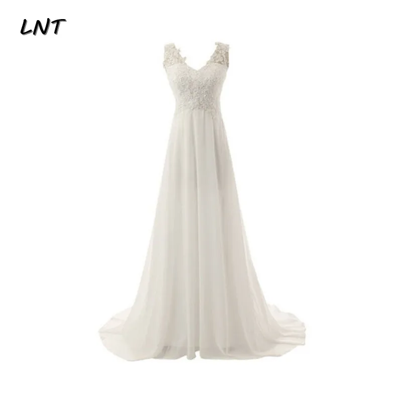 Цветочные v образным вырезом длинные шифоновые пляжные свадебные платья невесты