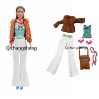 16 fashion 6 itemsset princess outfits for barbie doll clothes brown fur coat pants scarf tank shoes playhouse accessories toy