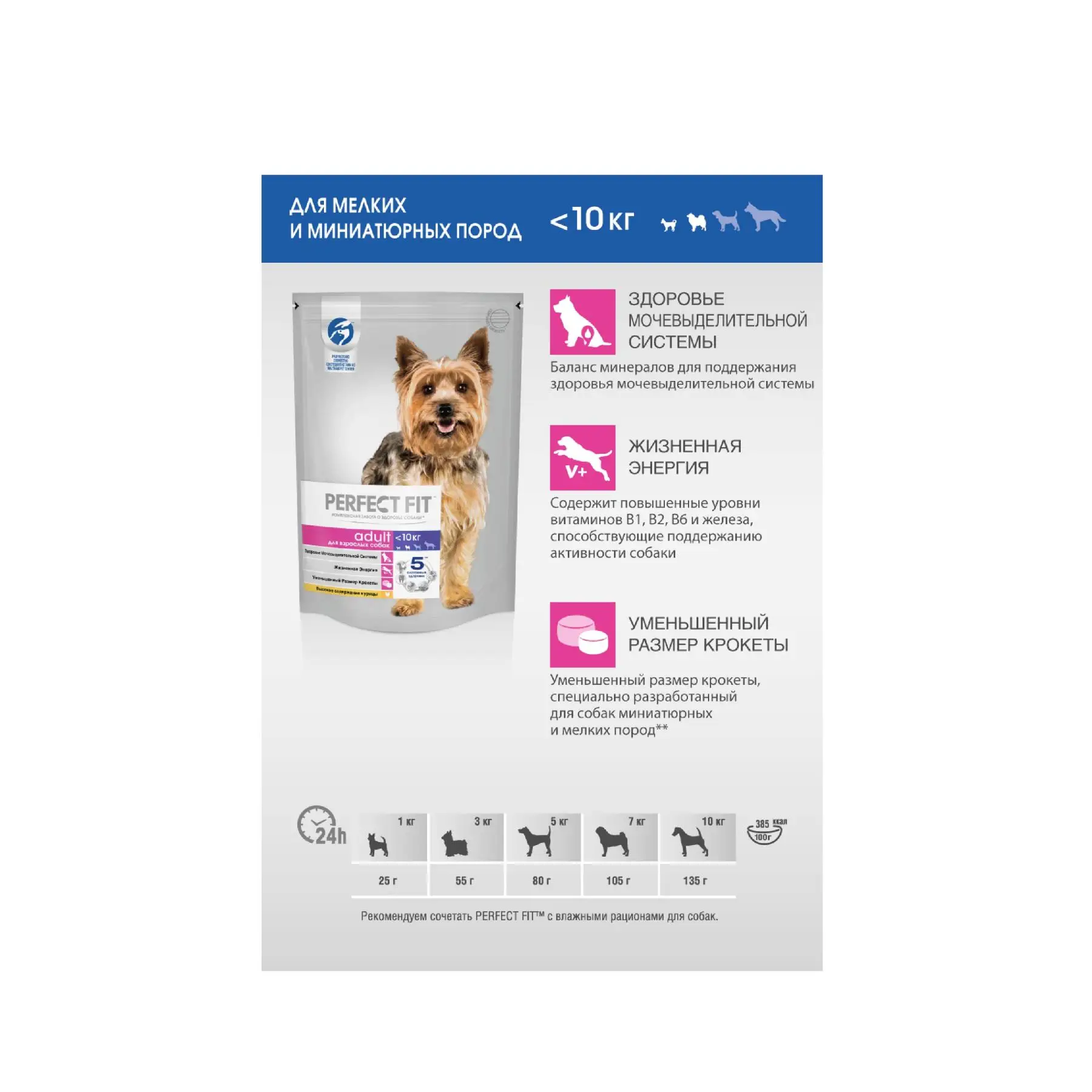 Сухой корм PERFECT FIT с курицей для взрослых собак мелких и миниатюрных пород старше