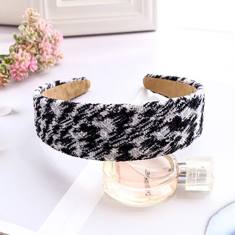 

Winter Faux Fur Woolen Plaid Plain Hairband Headband for Women Girls Hair Accessories