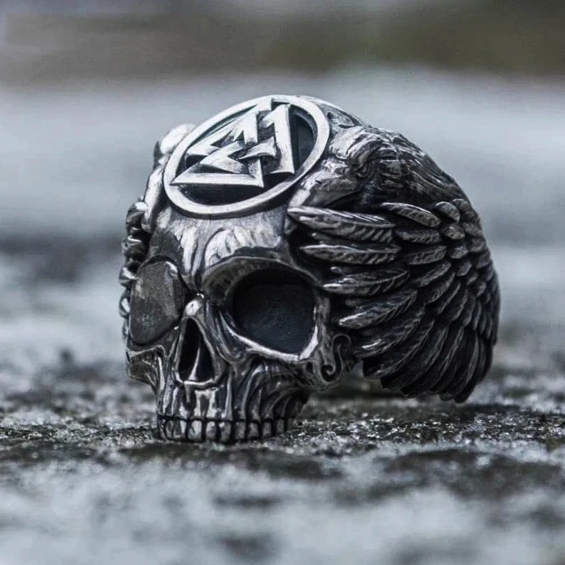 Мужское Винтажное кольцо с черепом из нержавеющей стали в стиле викингов