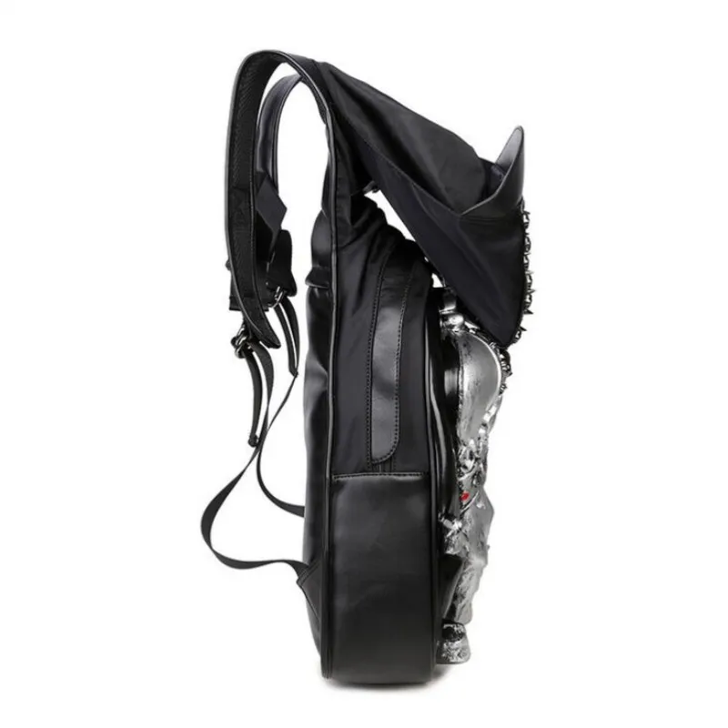 Модный мужской кожаный рюкзак с тиснением и заклепками капюшоном|backpack with|fashion