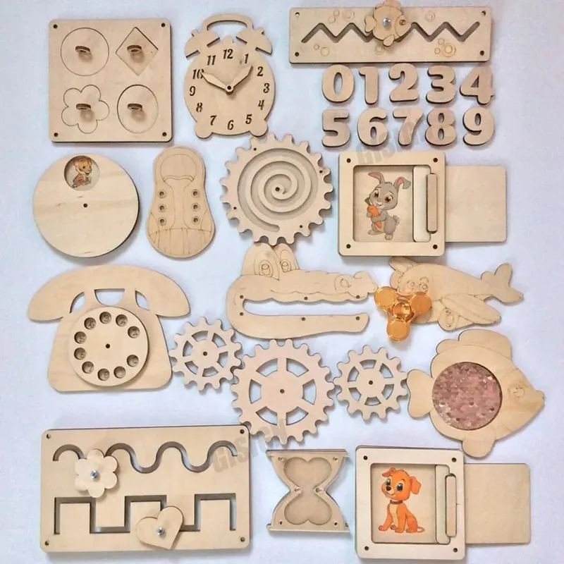 

Детская оживленная доска Монтессори аксессуары Элементы детский колокол телефон для детей DIY доска для активного отдыха деревянные игрушк...