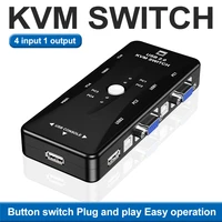 usb kvm vga switcher 4 ports usb 2 0 kvm switch box adapter one button swapping for computer keyboard mouse scanner printer