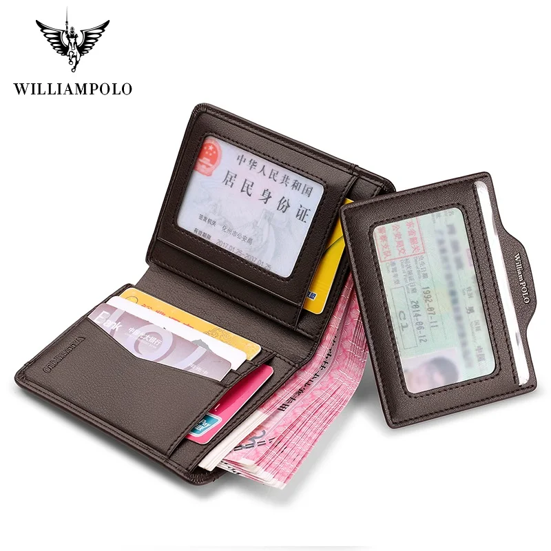 Новинка 2020 мужские кошельки WilliamPolo из натуральной кожи повседневные тонкие