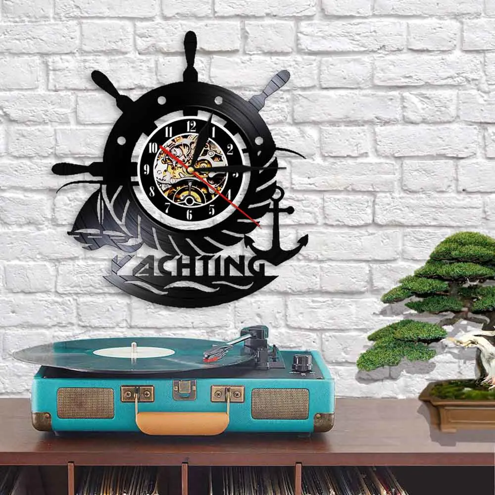 3d часы ручной работы настенные для яхты спорта виниловых записей часов парусника