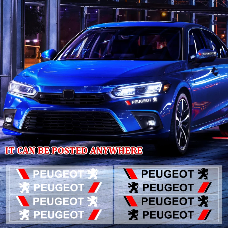 

4PCS Car Door Handle Sticker Creative Rear View Mirror Stickers Wheel Wiper Decals For Peugeot 307 206 3008 207 406 407 408 5008