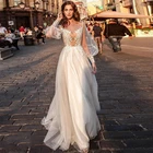 Женское свадебное платье с длинным рукавом-фонариком