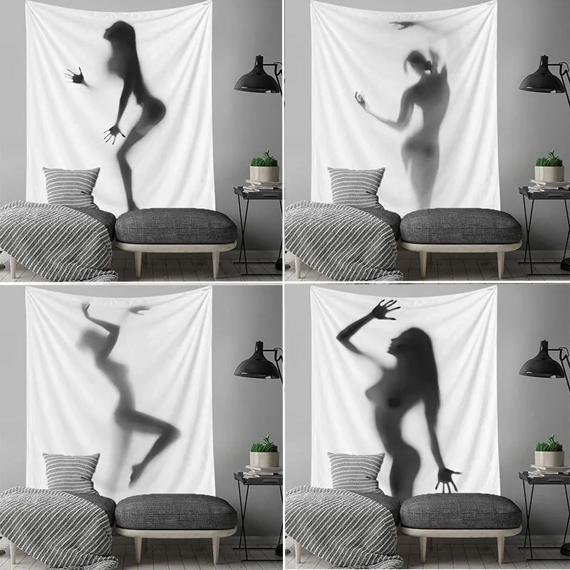 

Sexy Women Shadow Tapestry Home Wall Window Decor Digital Art Printing Wall Hanging Tapestry Aesthetic Room decor Tapiz Pared