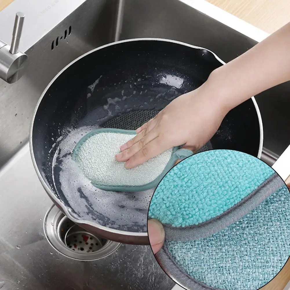

1pc Anti-microbial Cleaning Sponge Wipe Kitchen Washing Sponges Brush Double-sided Pan Decontamination Scourer Melamine Dis Y4T3
