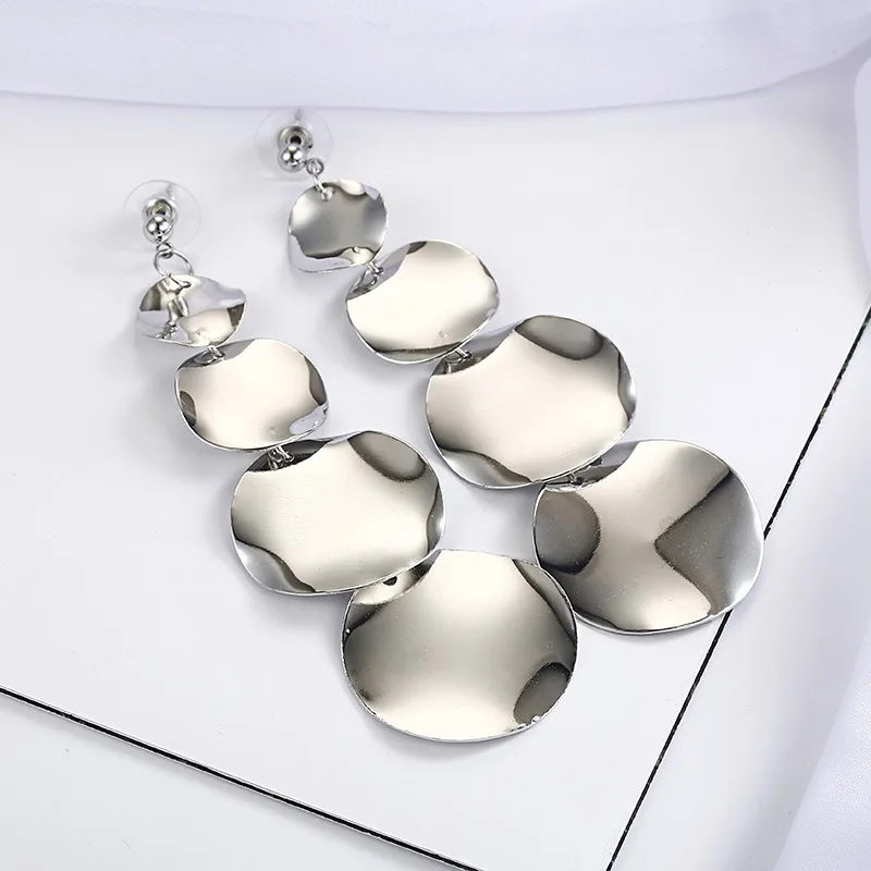 Круглые металлические супер длинные висячие серьги для женщин винтажные