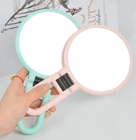 hand mirror green pink handheld mirror with folding handle double sided makeup mirror with 2x 5x magnifier for travel