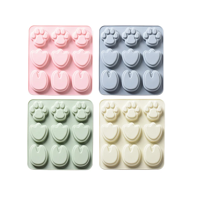 

3 kinds of small feet shape multicolor nine grid silicone cake baking mold handmade soap chocolate biscuit mold ice tray tool