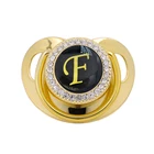 Золотая соска 26 инициальных букв СВЕРКАЮЩИЕ СЕРЕБРЯНЫЕ силиконовые соски Стразы соска для младенцев подарок для будущей мамы