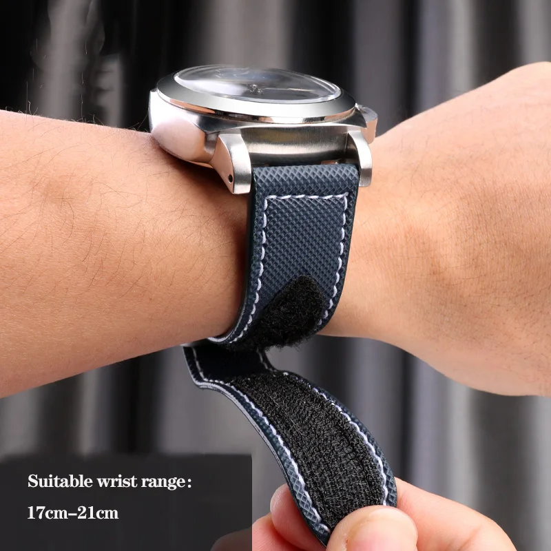 Carbon Fiber Check Nylon Canvas Strap for Pa-ne-rai Lumino PAM01118 01661 Waterproof Watchband Bracelet 24mm Black Blue