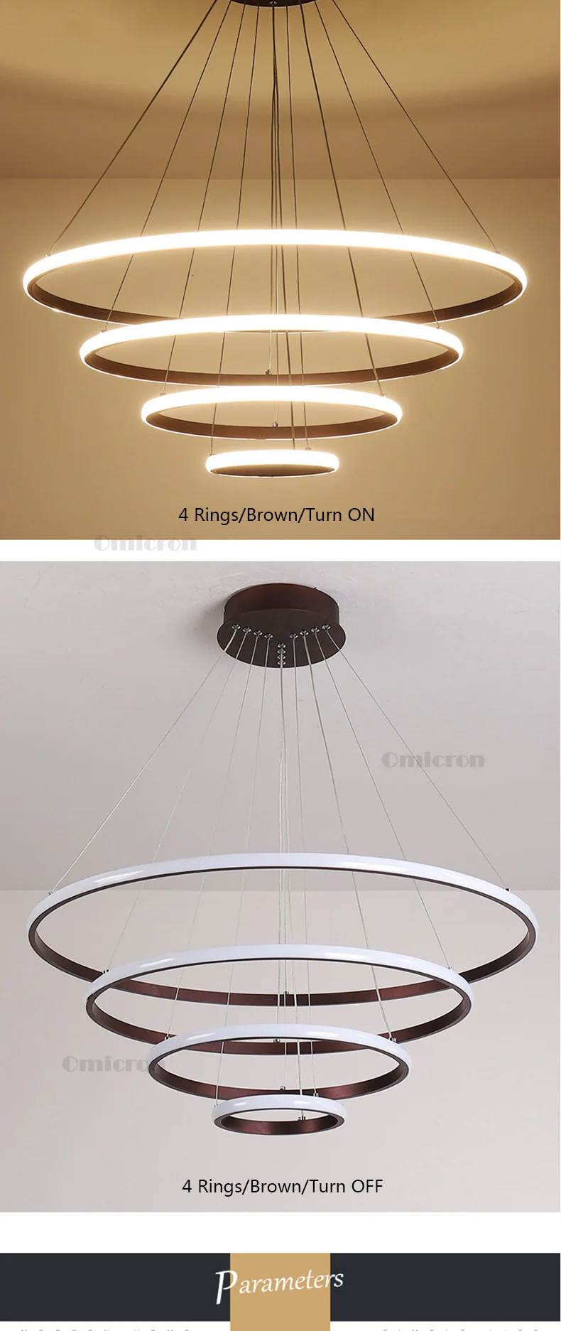 Коричневая/белая современная светодиодная Люстра для гостиной, столовой, ledlamp, кольца, подвесной светильник, современная люстра, освещение