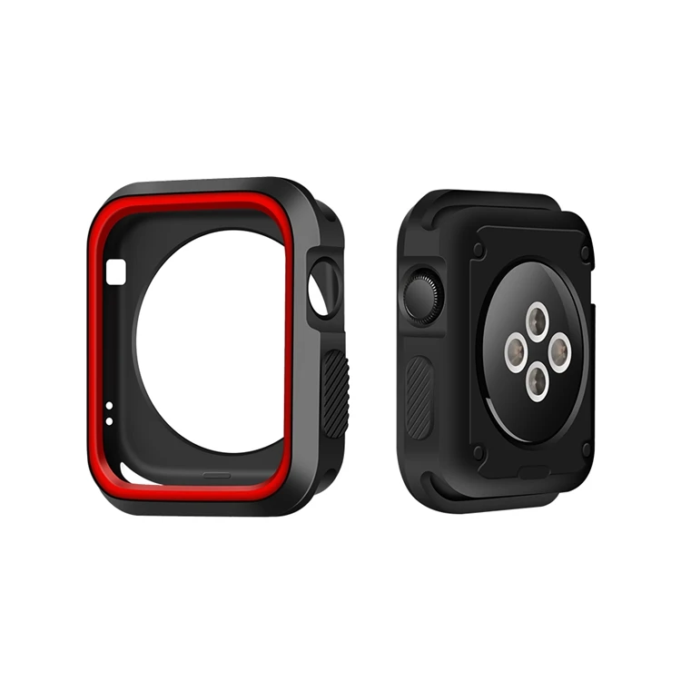 black red Мягкий чехол для Apple Watch 4/5 корпус 44 мм 40 мм iwatch серии 5 4 3 2 1 42 мм/38 мм защитный силиконовый защитный чехол - Цвет: black red