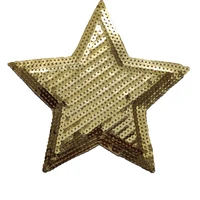 15cm sequined gold stars patch for clothing embroidered applique iron on jacket diy accessories sequin patches badge