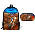 Школьные ранцы для мальчиков и девочек, детский рюкзак с 3D-принтом милой лошади, сумки для книг на плечо для подростков, 16 дюймов