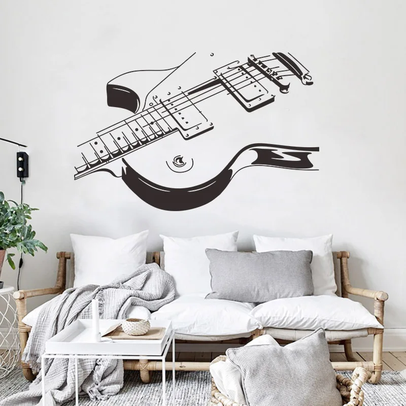 

Creative large size Music guitar Wall Sticker Music room bedroom decoration Mural Art Decals wallpaper individuality stickers