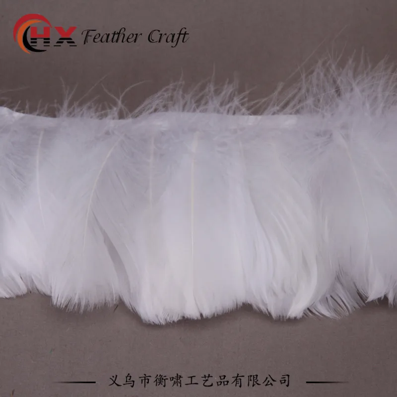 

1Meter Goose Feather Trim Natural Feathers On Ribbon 8-12cm For Wedding Dress/Shirt Decoration DIY Sewing Crafts Plume
