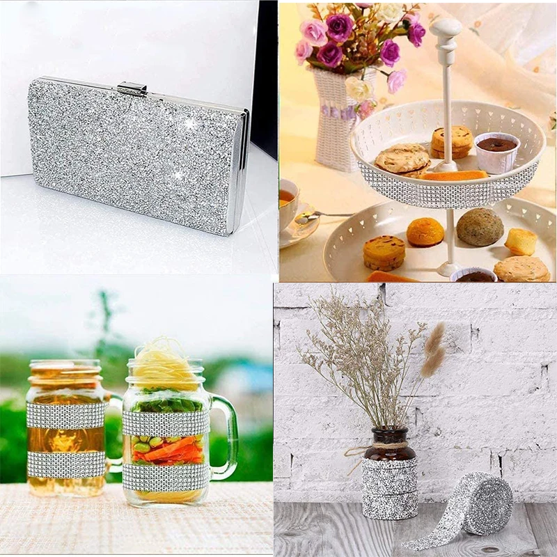 

Top Quality 5 Rolls Hot Fix Rhinestones Set 1.5cm Crystal Rhinestones Trim Ribbon Iron on Garment DIY for Art Craft Decoration