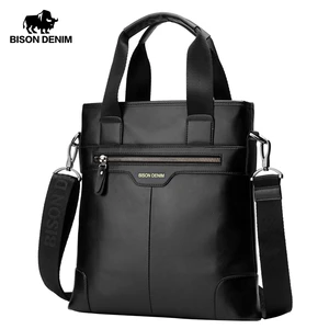 Мужская деловая сумка-мессенджер BISON DENIM из натуральной кожи, сумка через плечо из коровьей кожи для iPad, N2202