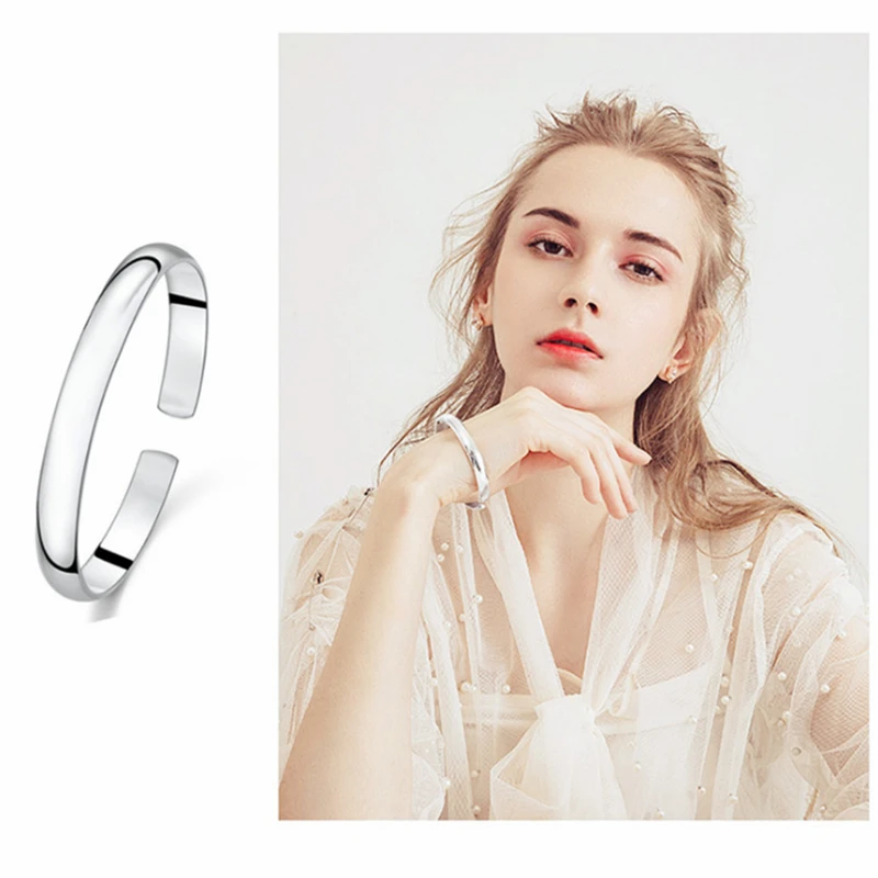 Простые широкие большие браслеты для женщин полированные женские регулируемые